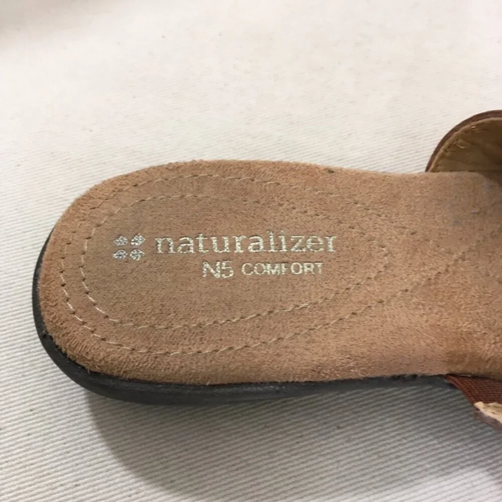 Naturalizer Stud Embellished Brown Leather Sandal